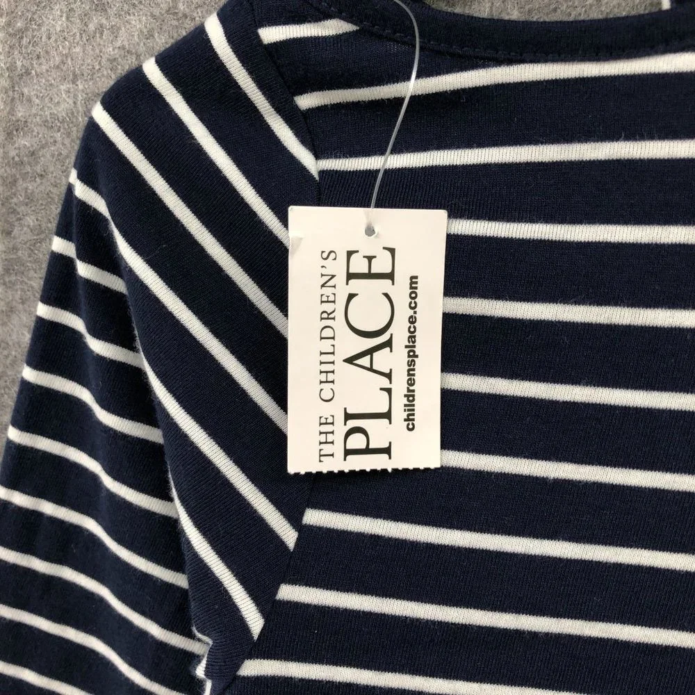 NWT The Children's Place Girls Size L (10/12) T Shirt Dress Cold Shoulder Stripe - Picture 7 of 10